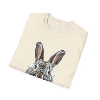 Bunny in Glasses T-Shirt — Cute Rabbit with Blue Bow Tee