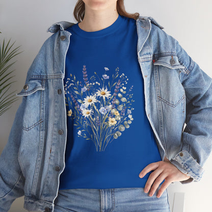 Wildflower Bouquet Tee Women | Lavender Daisy Botanical Floral Shirt