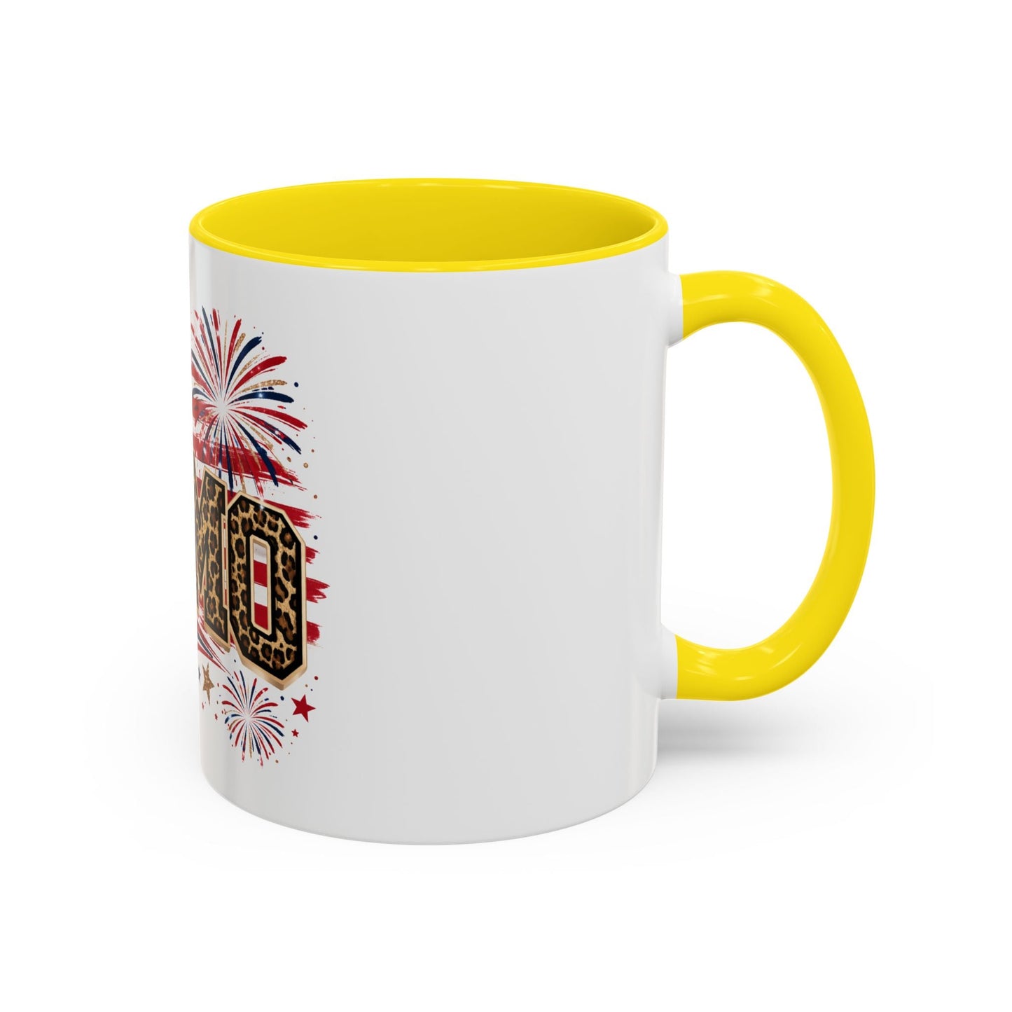 Leopard Print Patriotic Accent Coffee Mug — Fourth of July Gift for Mom (11/15oz)