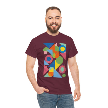 Geometric Color Block Tee — Abstract Shapes Graphic T-Shirt Retro Art