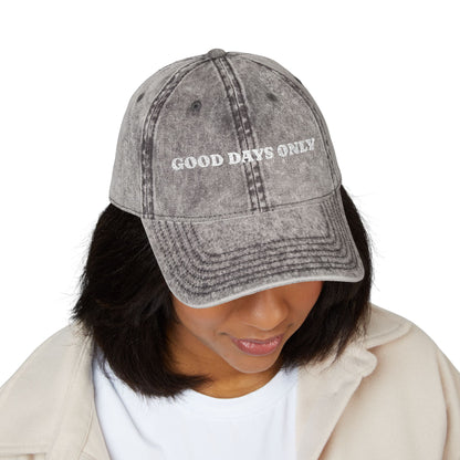Vintage Embroidered Cap — "Good Days Only" Distressed Baseball Hat